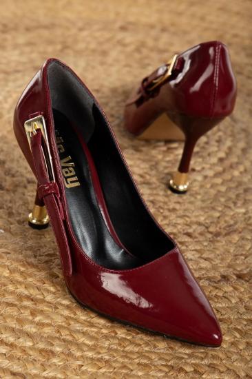 Bluefeet NS06 Bordo Rugan Topuklu Stiletto Kadın Ayakkabı