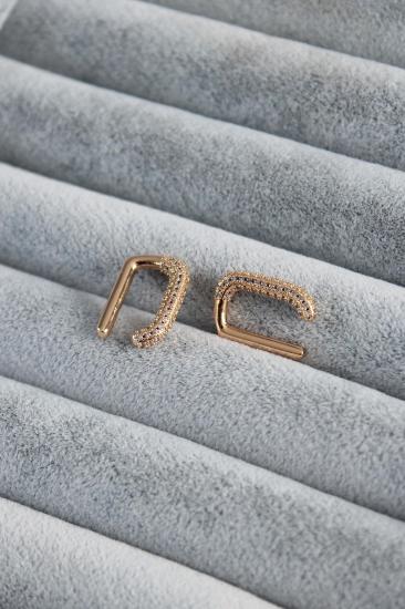 Gold Renk Zirkon Taşlı Earcuff Bluefeet Kadın Kıkırdak Küpe