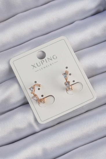 Bluefeet Rose Renk Damla Zirkon Taşlı Earcuff Küpe