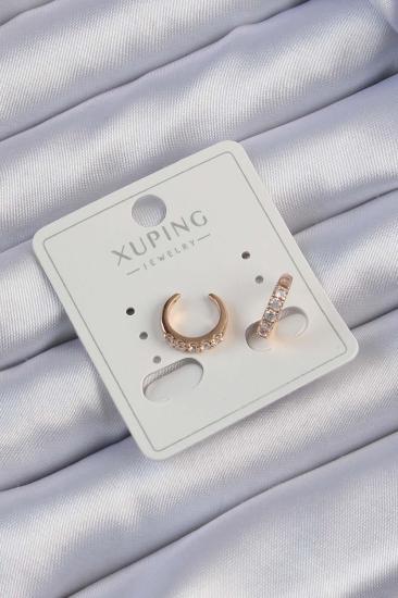 Bluefeet Rose Renk Zirkon Taşlı Ay Görünümlü Earcuff Küpe