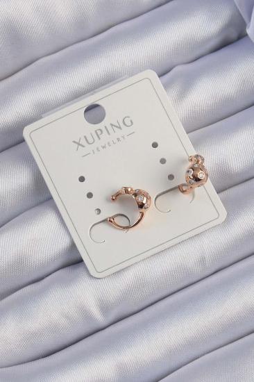 Bluefeet Rose Renk Zirkon Taşlı Bombeli Topçuk Earcuff Küpe