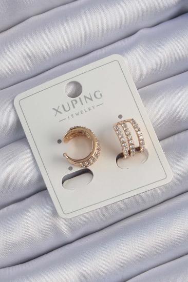 Bluefeet Xuping Rose Renk Sıralı Zirkon Taşlı Earcuff Küpe