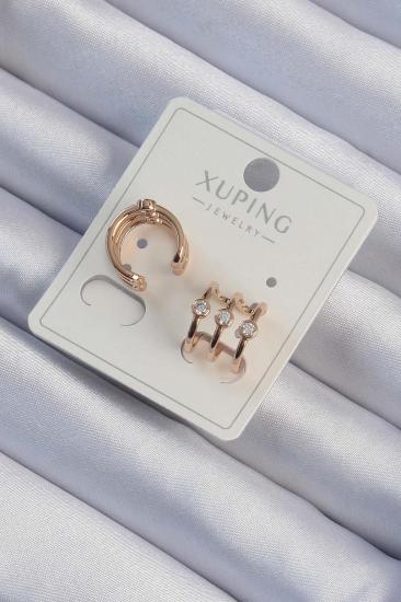 Bluefeet Xuping Rose Renk Zirkon Taşlı Earcuff Küpe